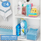 STORi Bliss 10" x 6" Open Clear Pantry Organizer Bin, Set of 4, Plastic Containers with Handle for Kitchen, Fridge, Cabinet, Closet, Bathroom, Undersink Storage Made in USA