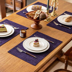 KXN Placemats Set of 4, Dual-Layer Thickened Faux Linen Table Mats, Heat Resistant & Wrinkle-Free, Machine Washable Cloth Place Mats for Kitchen Dining Indoor Outdoor (Purple)