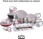 Bico Christmas Gnomes Pasta Bowls, 35oz Salad Bowl Set of 4, Large Ceramic Serving Dinner Bowls for Soup and Cereal, Microwave and Dishwasher Safe, Gift for Housewarming and Thanksgiving