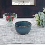 Organic Shape Restaurant Bouillon Cup 9oz, Commerical Grade Catering Stoneware Dip Bowls in Ir-regular Organic Shape, Chip & Scratch Resistant, Glossy Reactive Glaze Blue, Case of 24