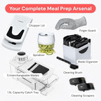 Fullstar All-in-1 Vegetable Chopper and Mandoline Slicer for Kitchen - Cheese Grater, French Fry Cutter, Cheese Slicer - Bonus Handheld Spiralizer Included (6 in 1, Black)
