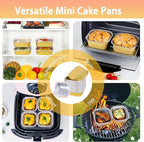 FORBFAN 150 Pack Mini Cake Pans with Lids and Spoons, 8 oz Aluminium Foil Square Brownie Baking Cups, Disposable Ramekins Cupcake Tins Gold