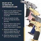 Dual Flame Butane Torch Gun - Refillable Luxury Hand Held Mini Blow Torch for Cooking, Creme Brulee, Soldering, Welding, & Resin Art - Adjustable Flame with Ignition Lock - Gold Brown by inZaynity