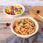 30 oz Disposable salad bowls with lids, Sugarcane Fiber Paper Bowls take away food containers Plant Fibers Freezer Safe 50 Pack