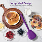 600ºF Heat Resistant Silicone Turners: U-Taste 13.6in Long Solid & Slotted Kitchen Spatula Flipper, Large Flexible Cooking Utensil for Flipping Egg, Pancake in Nonstick Cookware(Purple, 2PCS)
