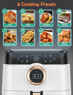 Air Fryer, ALLCOOL Airfryer Oven 8QT Large 1700W 8-in-1 with Touch Screen Air Fryers Dishwasher Safe Nonstick Basket Freidora de Aire 36 Recipes BPA & PFOA Free White