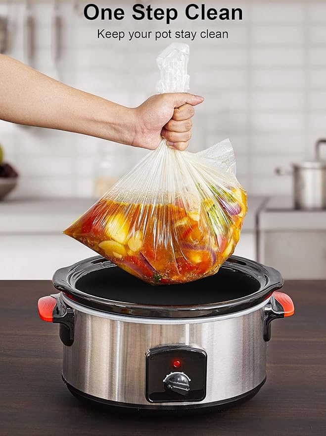 SMARTAKE Slow Cooker Liners, Extra Large Size 14"x 22" Disposable Cooking Bags, Fit 6QT to 10QT for Slow Cooker, Cooking Trays, Suitable for Oval & Round Pots, 15 Liners