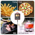 Digital Candy Thermometer with Pot Clip, Backlight LCD, 8" Long Probe, Temperature Alarm, ℃/℉ Switch, Instant Read Kitchen Thermometer for Cooking, Baking, and Candy Making