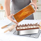 LIANYU 4 Pack 12 x 5 Inch Stainless Steel Loaf Pans, Large Bread Baking Pans Set for Lasagna, Meat, Cake, Brownies, Ice Cream, Healthy & Durable, Dishwasher & Freezer Safe