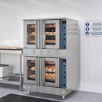 KoolMore 38 in. Full-Size Double Commercial Liquid Propane Convection Oven 108,000 BTU With Stacking And Casters in Stainless-Steel (KM-DCCO54-LPC)
