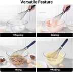 U-Taste Balloon Whisk for Cooking: 18/10 Stainless Steel Kitchen Wire Whisk, 12in Large Heavy Duty Egg Beater, Manual Mixing Tool with 12 Flex Wires for Stirring, Blending Sauce (Midnight Blue)