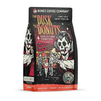 Bones Coffee Company From Dusk Till Donuts Jelly Donuts Flavored Coffee, Medium Roast Low Acid Arabica Beans Compatible with Auto drip and French Press Coffee Maker, 12 Oz Ground