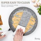 MICHELANGELO 11 Inch Stone-Derived Nonstick Frying Pan with Lid, Aluminum