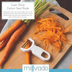 Vegetable Peeler, Swiss Made Sharp Peelers for Kitchen, Set of 3 Y Peeler for Potatoes, Apple Peeler, Vegetables, Fruits, Carbon Blade, Dishwasher Safe