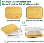 Urban Green Glass Container with Bamboo Lid, 2 Pack of 50oz, Large Glass food storage Container with Lids, Meal Prep Containers Set of 2