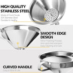 Anaeat Stainless Steel Kitchen Funnel, Multi-Use Premium Metal Food Grade Cooking Funnels with 2 Removable Strainer Filter for Transferring Liquid or Dry ingredients, Oils & 1 Pc Cleaning Brush (5.7")