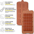 Anaeat Silicone Break Apart Chocolate Molds, Set of 4 Flexible Non-Stick Silicone Candy Protein and Energy Bar Molds for Mini Rectangle Chocolates and Candies - Just Pop Out