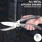 Kitchen Shears Heavy Duty Poultry Shears Meat Cutting Dishwasher Safe and Stainless Food Kitchen Scissors for Chicken Turkey Thanksgiving,Grey