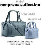 Fit & Fresh Remi Neoprene Lunch Bag For Women - Meal Prep Kit with Containers & XL Ice Pack, Self Insulating Neoprene-like Material, Machine Washable Lunch Bag, Tear-Resistant, Stain-Resistant, Slate