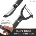 BINO Stainless Steel 2-Piece Peeler Set - Dark Grey | 1-Piece Y-Shaped + 1-Piece Swivel l Multifunctional Kitchen Grip Peelers | Fruits & Vegetables Peelers | Hand Peelers | Kitchen & Cooking Prep