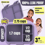 BEARFOOT Kids Lunch Box with Compartments – Compact & Lightweight | Leak-Proof, BPA-Free, Dishwasher & Microwave Safe | Hand-Drawn Design for Preschool, School, Travel (Unicorn Purple, 2.75 Cups)