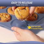 2 Packs 6 Cups Silicone Muffin Pan with Metal Reinforced Frame Jumbo Size Cupcake Pan Tray Egg Bites Silicone Circle Round Cookie Molds Muffin Tin Tall Tart Pans Baking Sheet Breakfast Sandwiches