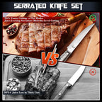 DRAGON RIOT Steak Knives Set of 8 Serrated Edge Steak Knife Set Japanese Stainless Steel Dinner Knife Diswasher Safe