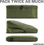 Aerotrunk Compression Packing Cubes for Travel - Luggage Organizer Bags - Double Zipper Packing Cubes for Suitcases (2-Pack, Olive)