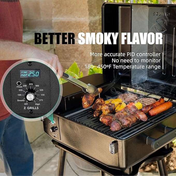 Z GRILLS 200A Table Top Wood Pellet Grill, Pellet Smoker with PID V2.1 Controller, Meat Probes, 202 sq.in Cooking Area, Fit for RVs, Road Trips & Apartments