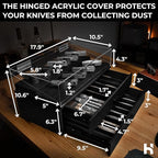 Premium Pocket Knife Display Case for 50 Knives - Extra Large Wooden Knife Organizer, Storage & Holder with Unique Pillars, 2 Drawers - Knife Collection Box - Handcrafted for Men