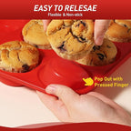 2 Pack 6 Cups Silicone Mini Muffin Pan with Metal Reinforced Frame Silicone Molds Cupcake Cake Baking Pans Cookie Baking Chocoflan Cupcake Mold Cake Molds Kitchen Baking Mom Gift Home Essentials