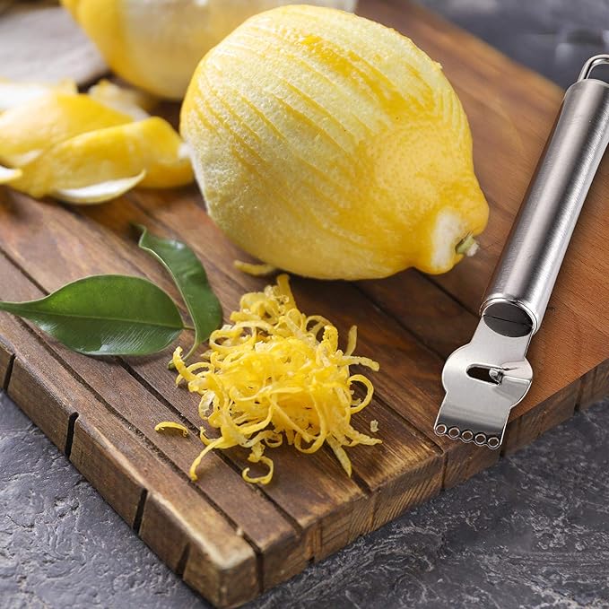 Mudder 4 Pieces Lemon Zester Grater, Stainless Steel Orange Peeler for Cocktails, Lemon Twist Peeler with Channel Knife, Ring Orange Opener, Knife Tool Kitchen Accessories for Kitchen Gadgets