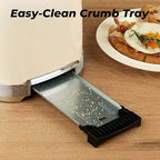 Toaster 2 Slice Retro Stainless Steel with 1.5” Extra Wide Slots Bagel, Defrost, Reheat, Cancel Functions, 6 Bread Shade Settings, Removable Crumb Tray, Cream White