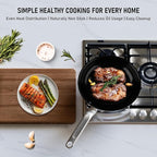 12 Inch Ceramic Non Stick Frying Pans - 5 Ply Stainless Clad Nonstick Skillet, Toxic, PTFE & PFOA FREE, Professional Cookware for Induction, All Stoves and Oven up to 650°F