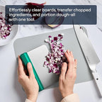 Misen Stainless Steel Bench Scraper - Versatile Food Scraper with Walnut Handle - Ideal for Kitchen, Pastry & Dough - Durable Cutting Board Scraper Tool - Effortless Transfer into Pots & Pans - Green