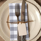 Urban Villa Cotton Dinner Napkins Set of 12, Highly Absorbent Soft Premium Cloth Napkins 20x20 Inches, Hotel Quality Reusable & Washable Table Dinner Napkins for Home - (Grey/White, Buffalo Checkerd)