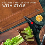ELIZO Leather Knife Roll Bag Professional Chef Knife Case, Durable Knife Sheath Holder, Cooks & Culinary Tools Carrying Storage, Portable Knife Wrap - 4 Slots (Palomino)