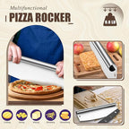 HaSteeL Aluminum Pizza Peel Spatula Set, 12 Inch Pizza Paddle Shovel, 14 Inch Metal Pizza Cutter Rocker, Pizza Oven Accessories Tools for Cooking Baking Turning Cutting, Long Detachable Handle