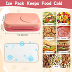 Bento Box for Kids,Kids Bento Lunch Box with Built-in Ice Pack for School,3 Compartments Leak Proof Lunch Container with Utensils for Girl Boy;BPA Free,Microwave & Dishwasher Safe, 44oz(Pink)