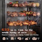 MAISON HUIS Electric Smoker for Outdoors, Built-in Meat Probe & Elevated Stand for Outdoors, BBQ Smoker with 4 Cooking Grates, LED Display Temperature Control, Smoke More with 633 sq in Cooking Area