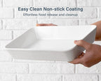 ONEMORE Ceramic Baking Dish, 9x13 Baking Pan Casserole Dish Large Rectangular Baking Dishes for Oven Deep Dish Lasagna Pan for Family Meals Ribbed White Bakeware for Roasting & Serving