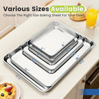 12 Pack Stainless Steel Baking Sheet Pans, 17.3" L × 12.2" W × 1" H Cookie Sheets for Toaster Oven, Rust-Resistant, Dishwasher Safe