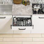 Silverware Drawer Organizer, Expandable Utensil Tray for Kitchen Drawers, BPA Free Flatware and Cutlery Holder, Adjustable Plastic Storage for Utensil like Spoons, Forks, Knives.Black