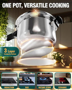 WantJoin Pressure Cooker, 6 Quart Stainless Steel Pressure Canner, Induction Compatible Cookware with Spring Valve Safeguard Devices,Compatible with Gas & Induction Cooker