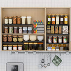 Stackable Expandable Metal Shelf Organizer - Adjustable Wire Storage Rack with Holes for Kitchen, Bathroom, Cabinet, Office - Space Saving, Durable & Sturdy Design（1PACK/Large/Black