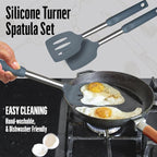 Silicone Spatulas set for kitchen use : Heat Resistant Turner & Slotted Silicone Spatula for Cooking, Non Toxic Kitchen Utensils, Ideal kitchen spatula turner for Eggs & Pancakes (Gray)