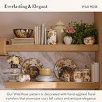 MACKENZIE-CHILDS Enamel Canister, Kitchen Storage Container with Lid, Medium, Wild Rose White