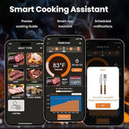 Smart Wireless Meat Thermometer | 4 Probes | Upgraded large LCD Display | Accurate & Stable | long-range Bluetooth App or Host Control for iOS & Android |BBQ,Oven,Grill,Smoker,Air Fryer,Sous Vide