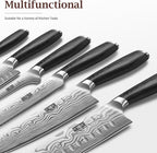 HOSHANHO 7 Pieces Knife Set with Magnetic Knife Holder, Ultra Sharp Powder Steel Kitchen Knives Set, Professional Chef Knife Sets with Ergonomic Pakkawood Handle