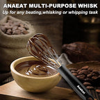 Anaeat Stainless Steel Kitchen Whisk Set of 4, Milk and Egg Beater Blender with Thick Wire for Whisking, Cooking, Baking, Beating and Stirring - 11'' Flat Whisk and 8.5''+10.5''+12'' Balloon Whisks
